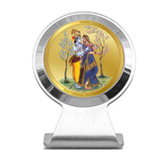 DIVINITI Radhakrishna God Idol Photo Frame for Car Dashboard, Table Decor, Office|MCF 1CR Photo Frames and 24K Gold Plated Foil|Religious Photo Frame Idol for Pooja, Gifts Items (6.2x4.5 CM)