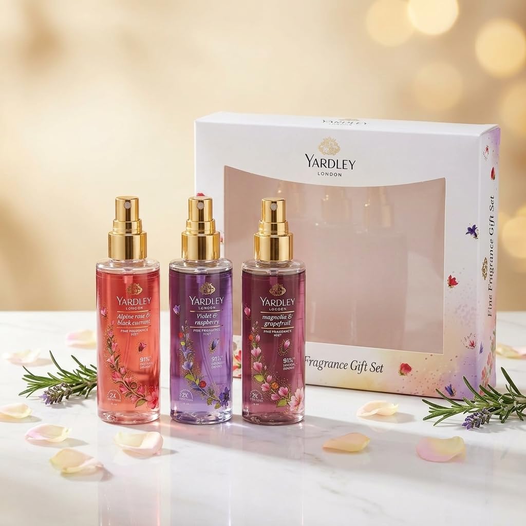 Yardley London Fine Fragrance Gift Set for Women | Floral Perfume Mist Combo Pack of 3 (35 ml Each) | Long Lasting Body Spray | Ideal Gift for Women & Girls