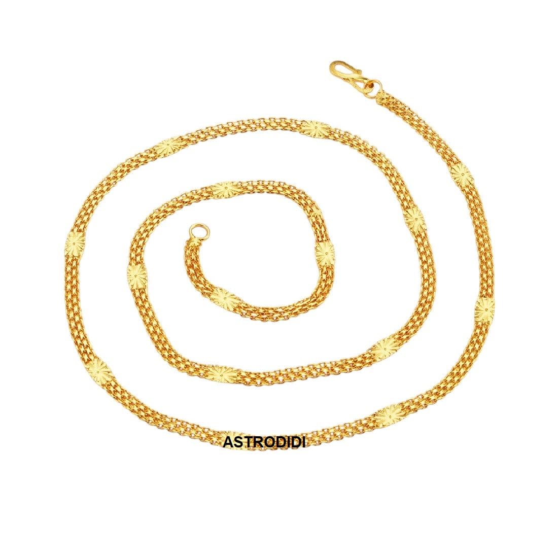 ASTRODIDI Gold Plated Chain | 24 Inch Stylish Light Weighted Golden Brass Neck Chain For Girls Women Men Boys (CHAIN-BALA-15)