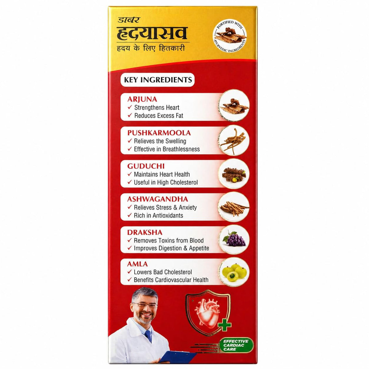 Dabur Hridayasava Ayurvedic Tonic for Heart & Cardiovascular Support | With Arjun Chhal, Ashwagandha, Draksha & Amla | Helps Maintain Healthy Lipid Levels | 450 ML