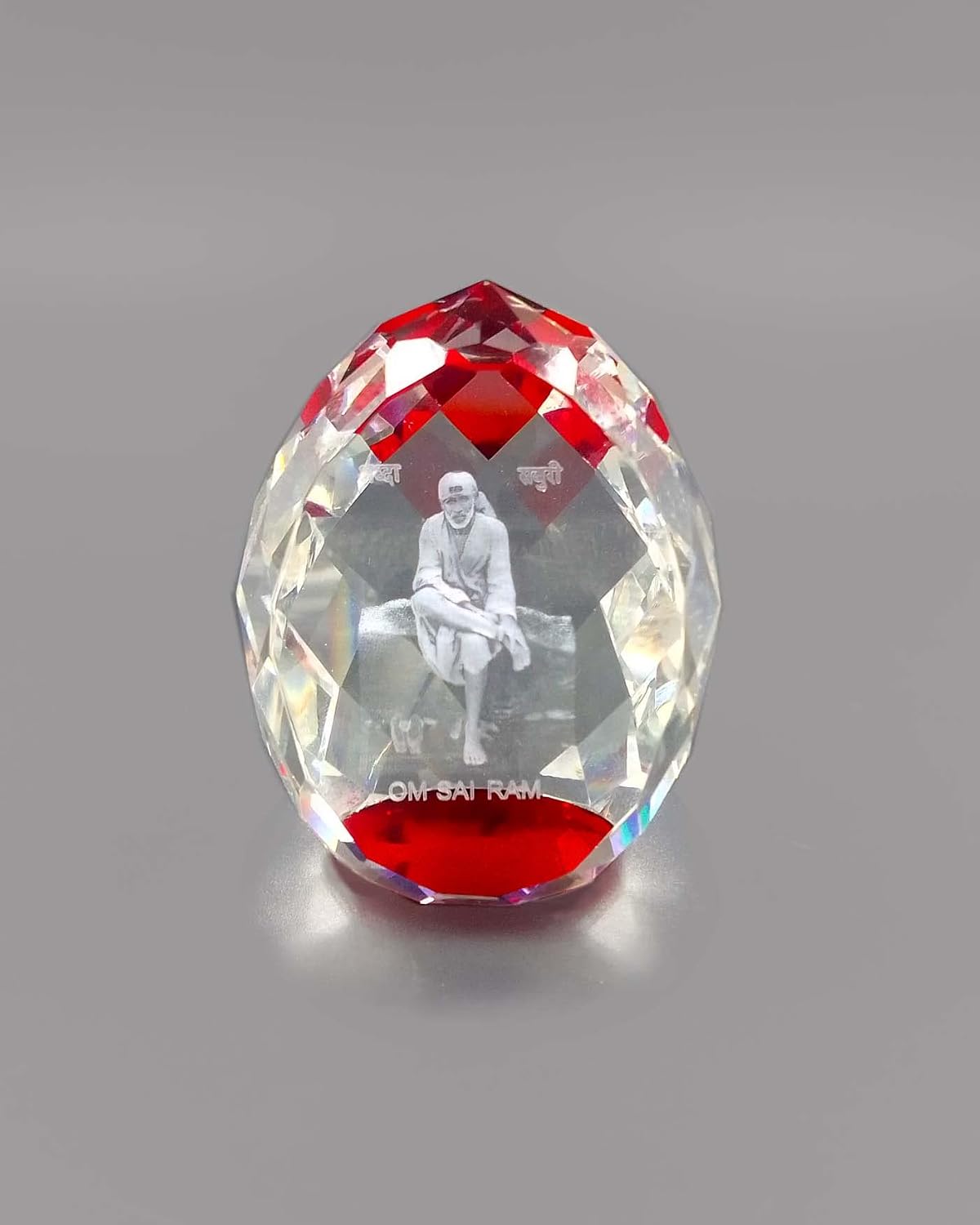 SHINDE EXPORTS shirdi sai Baba Idol for car Dashboard/Crystal Statue 2.5 inches (RED)