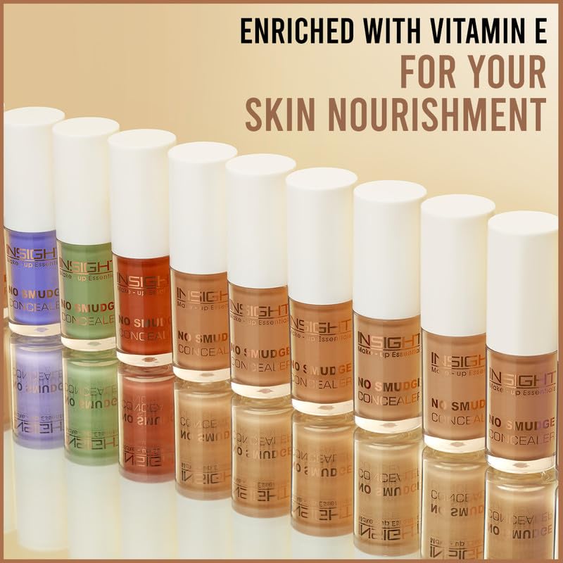 INSIGHT No Smudge Concealer |High Coverage | Lightweight Formula | Crease-Free Finish | Long-Lasting |Blemishes & Redness |Flawless Look |Purple Corrector-5g