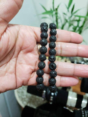 ASTRODIDI Lava Stone & Lava Stone Bracelet for Unisex Adult (Black_49.9gm)