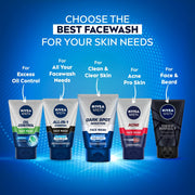 NIVEA MEN All in 1 Charcoal Face Wash | Natural Charcoal, Gluta, AHA & Vitamin C | Helps Reduce the Appearance of Tan | Removes Excess Oil and Minimizes Pores | For Bright Radiant Skin | 100g