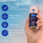 NIVEA Women Pearl & Beauty Roll On Deodorant, Underarm Deodorant with 72H Active Odour Protection, Long-Lasting Floral Fragrance, Underarm Roll On for Fresh, Beautiful Underarms, 0% Alcohol, 50 ml