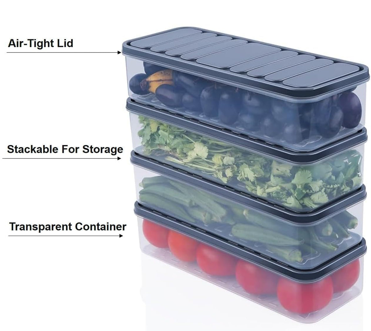 E-COSMOS 12 Pack Airtight Kitchen Storage Boxes - Durable & Space-Saving | Leak-Proof Plastic Containers, Stackable Pantry Organizers,Space-Saving Kitchen Accessories (1200ml) (Pack Of 12)