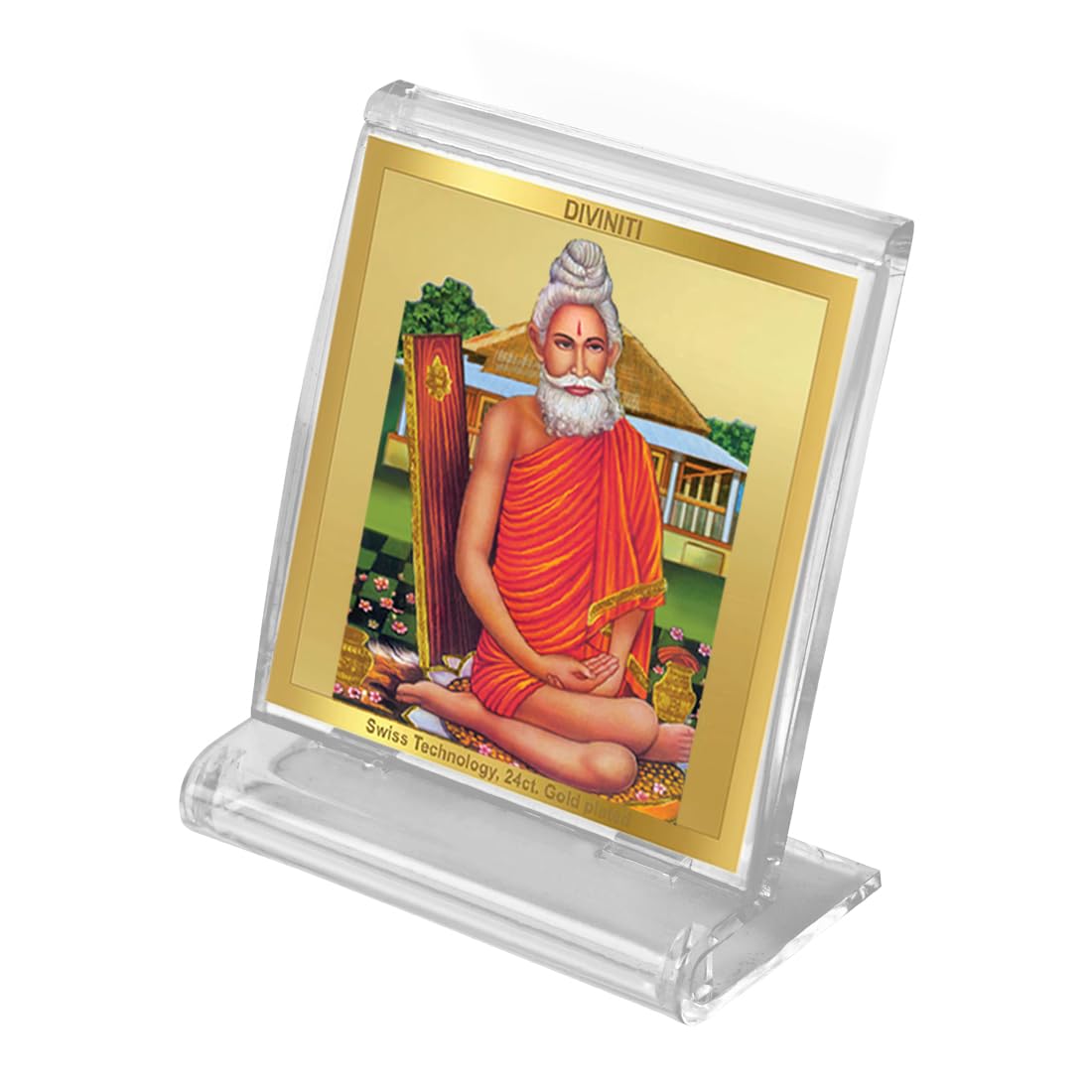 DIVINITI 24K Gold Plated Religious Car Dashboard Frame | Premium God Idol Frame for Car, Home Mandir & Office Table | Spiritual Gift, Decorative Showpiece | Baba Lok Nath