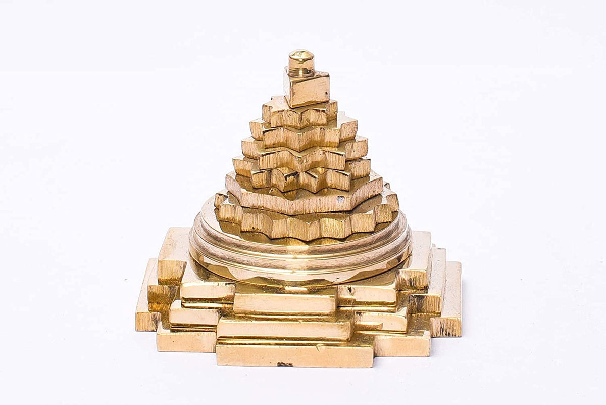 RUDRADIVINE Brass meru Shree Yantra 2x2 Inch for Success FULFILMENTS Enormous Wealth Luck Power Prosperity Correcting VAASTU DOSH Financial Stability Brass Meru Shree Yantra (2x2 inch 125gram)