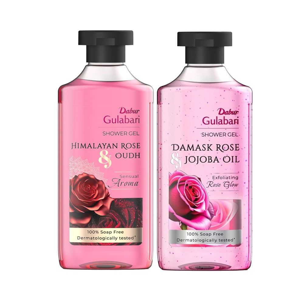 Dabur Gulabari Heavenly Rose & Oudh Shower Gel, 250 ml with Gulabari Damask Rose & Jojoba Shower Gel, 250 ml (Pack of 2)