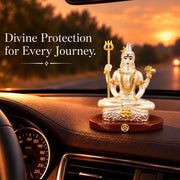 DIVINITI Premium Dual Tone Lord Shiva Idol with Silver-Tone Finish & Gold Accents | Mahadev Shiv Ji Showpiece with Decorative Base & Premium Gift Box | Home, Mandir, Office & Gifting | 8 x 7 cm