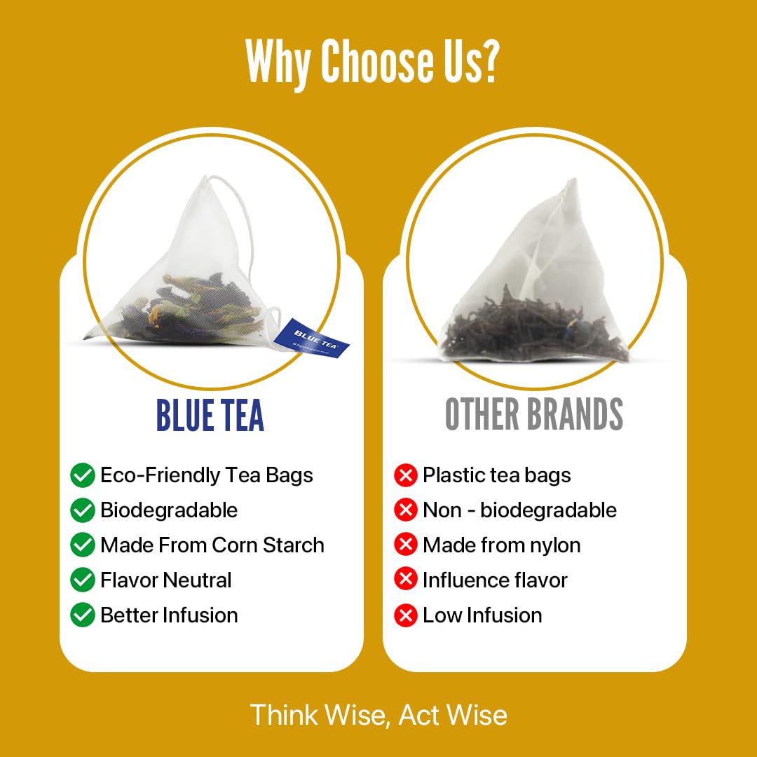 BLUE TEA - Chamomile Lavender Tea - 18 Tea Bags - Plant Based | SLEEP TEA | Herbal Tea - Caffeine Free - Flower Based - Non-Bitter | Premium Tin Pack