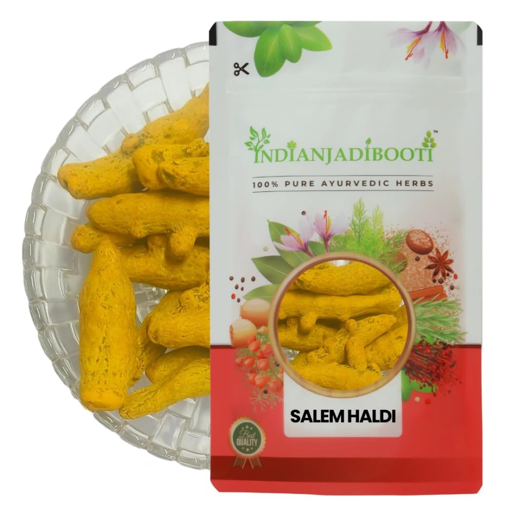 IndianJadiBooti Salem Turmeric Finger Whole - Tamilnadu Origin - Selam Haldi Sabut Haldi Khadi Haldi Haldi Gaanth - Cooking Spices (100 gm)