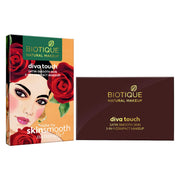 Biotique Acne Prone Natural Makeup Diva Satin Smooth 3-in-1 Compact Makeup, Almond Glow, 9g, Brown