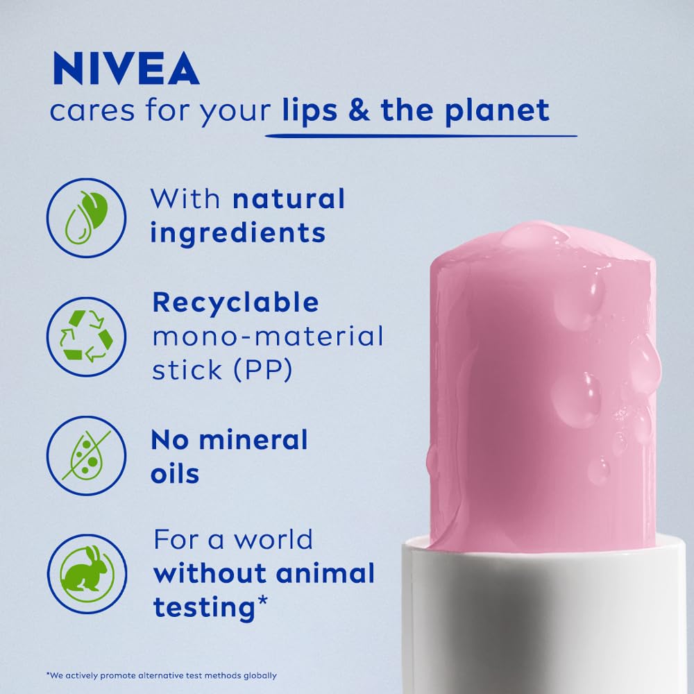 NIVEA Soft Rose Shine 4.8g Lip Balm|24 H Melt in Moisture Formula|Natural Oils|Glossy Finish,4.8 g (Pack of 1)