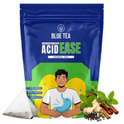 BLUE TEA - Acid Ease Tea - 30 Tea Bags - Plant Based | Relieves Acidity and Gas - Supports Digestion | Tulsi, Ajwain, Black Pepper, Bay leaf | Caffeine Free - Herbal Tea | Ziplock Pack
