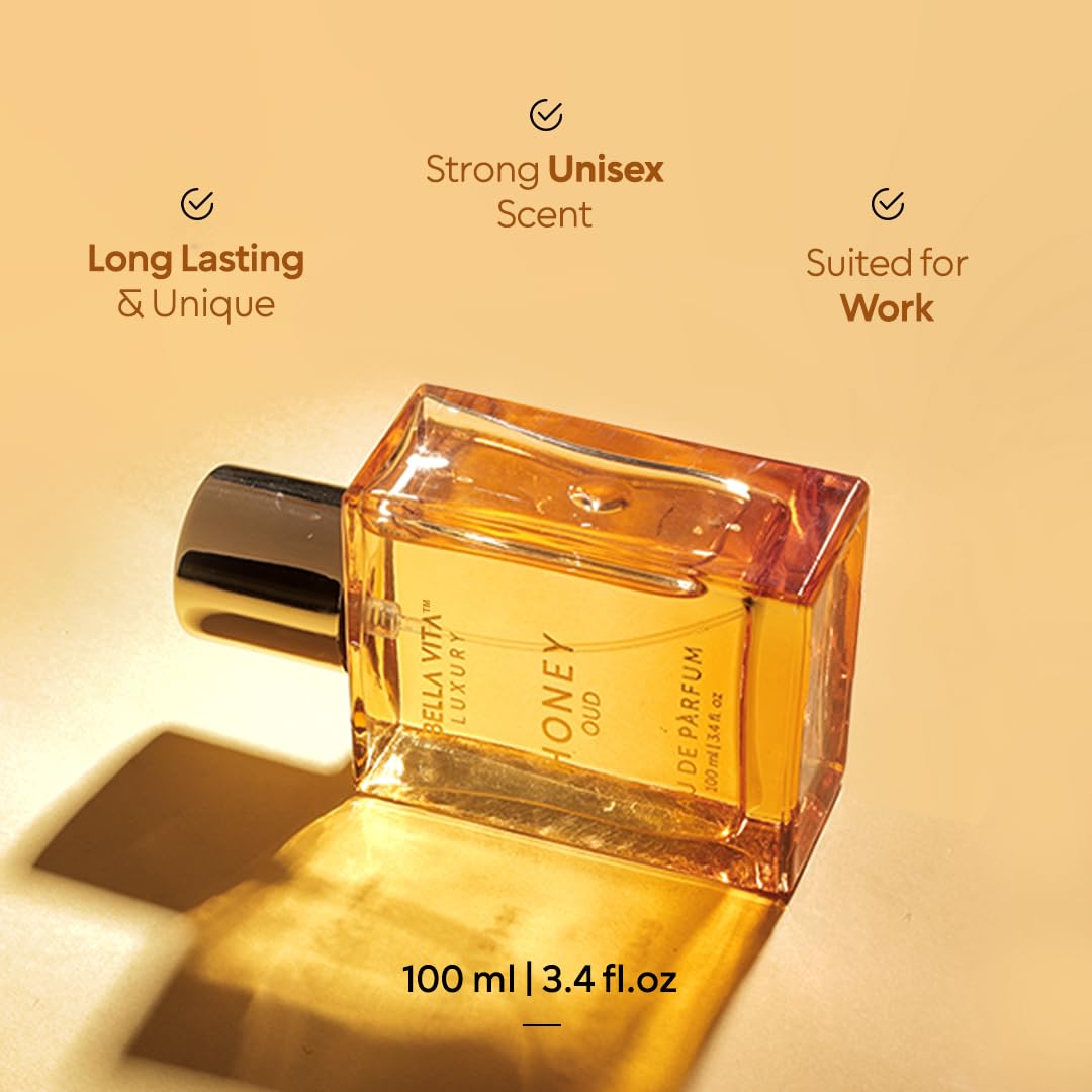Bella Vita Luxury Honey Oud Unisex Liquid Eau De Parfum Date Woman Eau De Parfum With Pink Pepper Jasmine & Vanillapremium Long Lasting Floral & Fruity Fragrance For Women 100Ml
