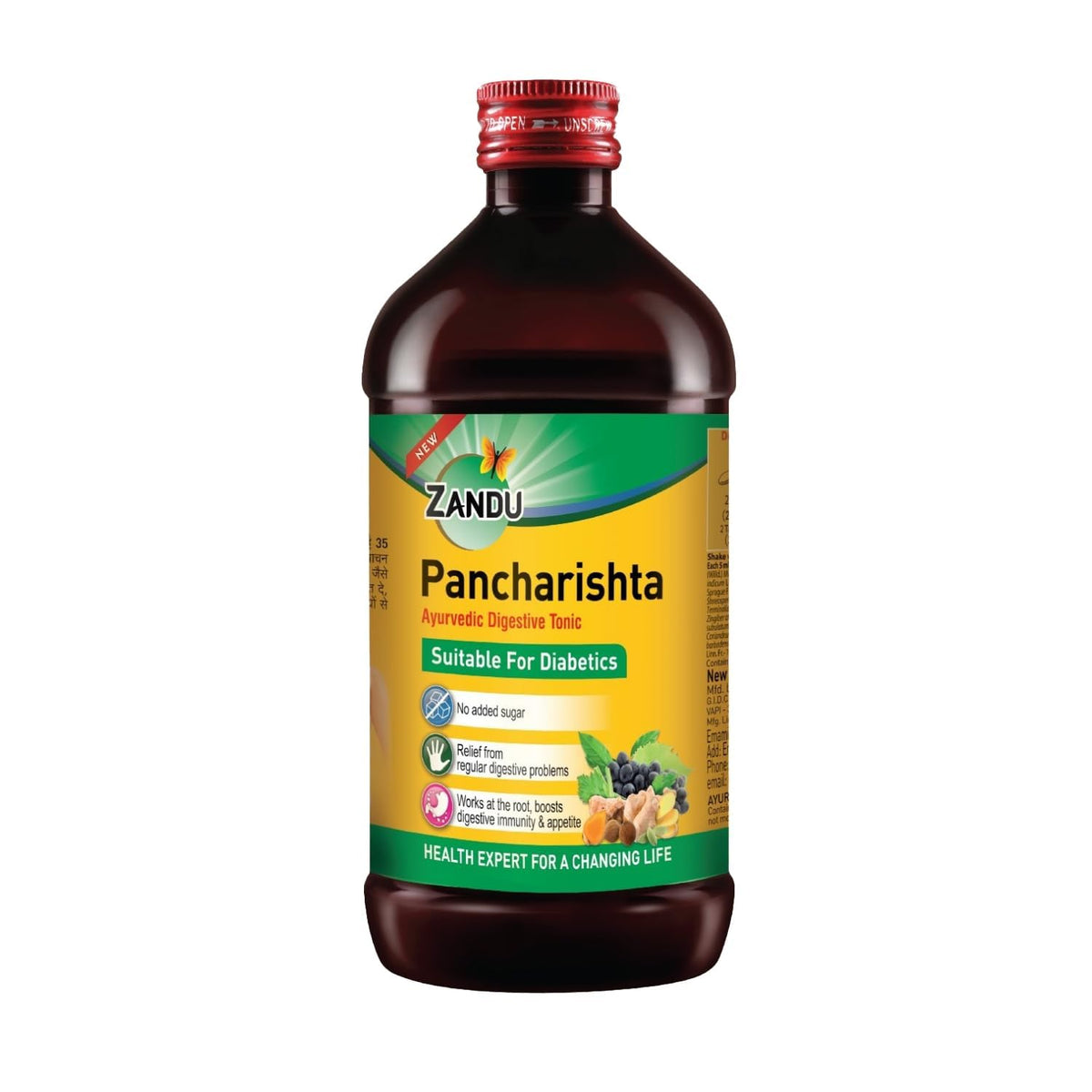 Zandu Pancharishta Ayurvedic Digestive Tonic | Suitable for Diabetics | 450ML | Relief from Regular Gas, Bloating, Acidity & Indigestion From the Root
