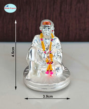 SHINDE EXPORTS Gold Silver Plated Shirdi Saibaba Marble Idol Statue Small 4.5m (Silver Plated)