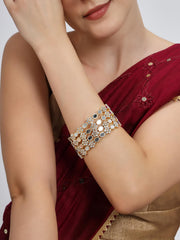 NMII Golden Metal with Zircon Diamond & Mirror Work Bangles Set For Women & Girls | Stylish Girl's Bangles Bracelet | Diamond Stone Bangles | Ethnic Jewellery Set Wedding, Party- Set of 4