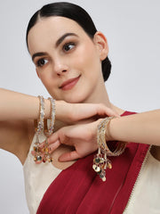 NMII Stylish Alloy Metal with Zircon Stone Latkan Bangles For Women and Girls | Fancy Metal Bangles Bracelet | Stylish Bangles with Latkan For Wedding, Party, Occasion | Fashion Jewellery- Set of 4
