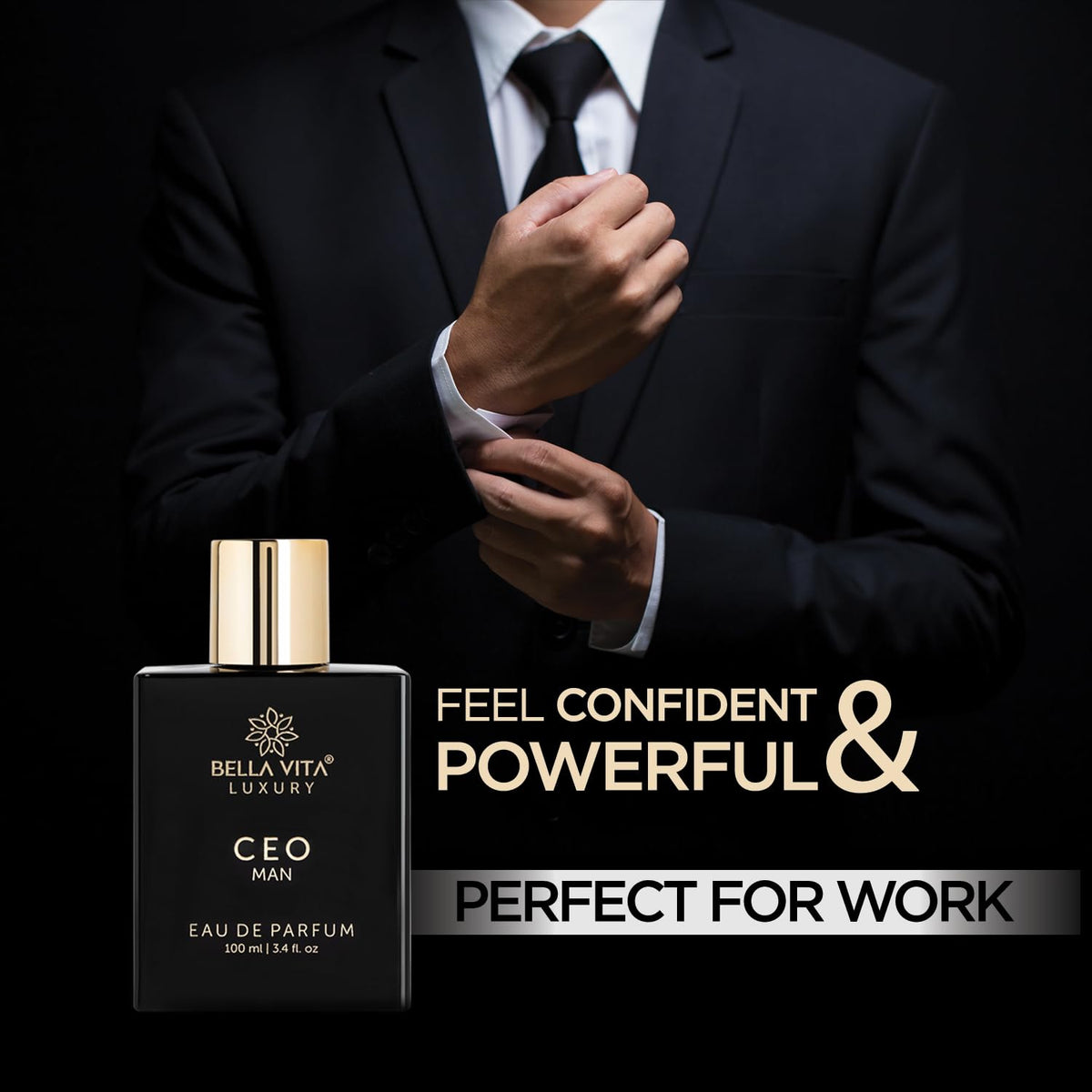 Bella Vita Luxury Black Edition Gift Set with CEO Man EDP Perfume 100ml, Body Parfum Deodorant 150ml & Refreshing Shower Gel for Deep Cleansing, 250ml