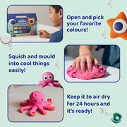 Fevicryl Magic Clay 160g (8x20g) | Air Dry Clay for Kids | Super Light, Non-Sticky Dough | 6 Colours + 2 Foam Clay | 2 Free Tools | Safe & Non-Toxic | Ideal Gift