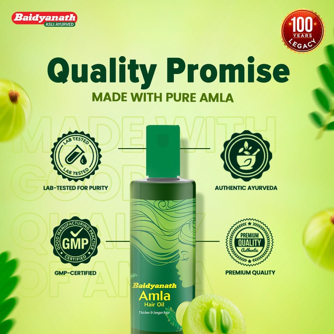 Baidyanath Amla Hair Oil - 200ml | Nourishes Scalp |Controls Hair Fall, Strengthens Hair & Promotes Hair Growth