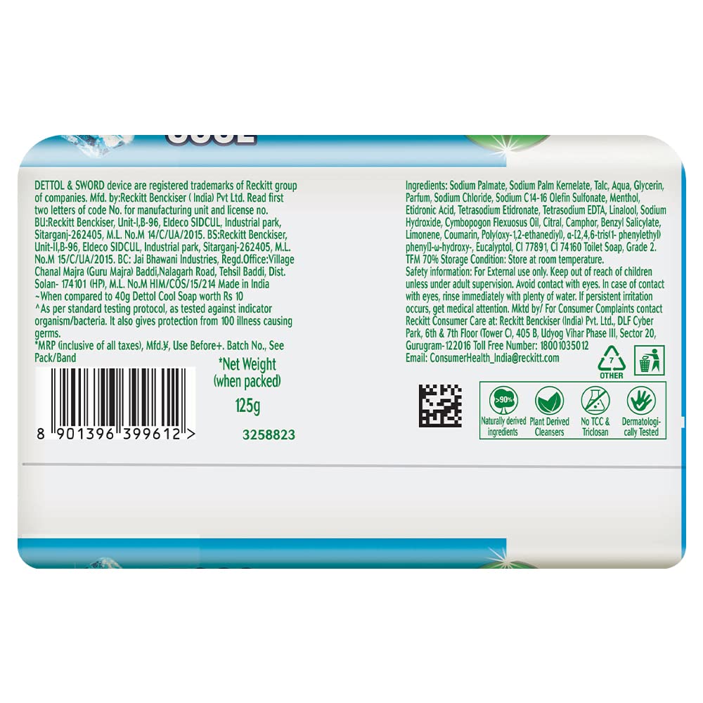 Dettol Intense Cool Bathing Soap Bar with Menthol- 125gm