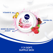 Nivea Soft Playful Peach, Light Moisturizer Cream For Face, Hands And Body200 Ml & Nivea Soft Berry Blossom, Light Moisturizer For Face, Hand & Body, 100ml
