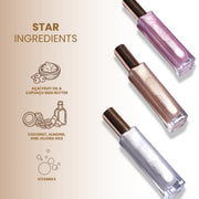 Suroskie Glow Drip Golden Hour, Silver & Pink Luxe 50Ml Each, (Pack Of 3 With Brush) | Shimmer For Radiant & Luminous Skin | Non-Greasy & Quick Absorbing Body Highlighter | Body Shimmer For Women