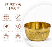DSH Brass Bowl Pure Brass Embossed Design Lunch Bowl (Set of-2) Tableware and Serveware for Home Hotel Restaurant.(KATORI-DANAach-2P)