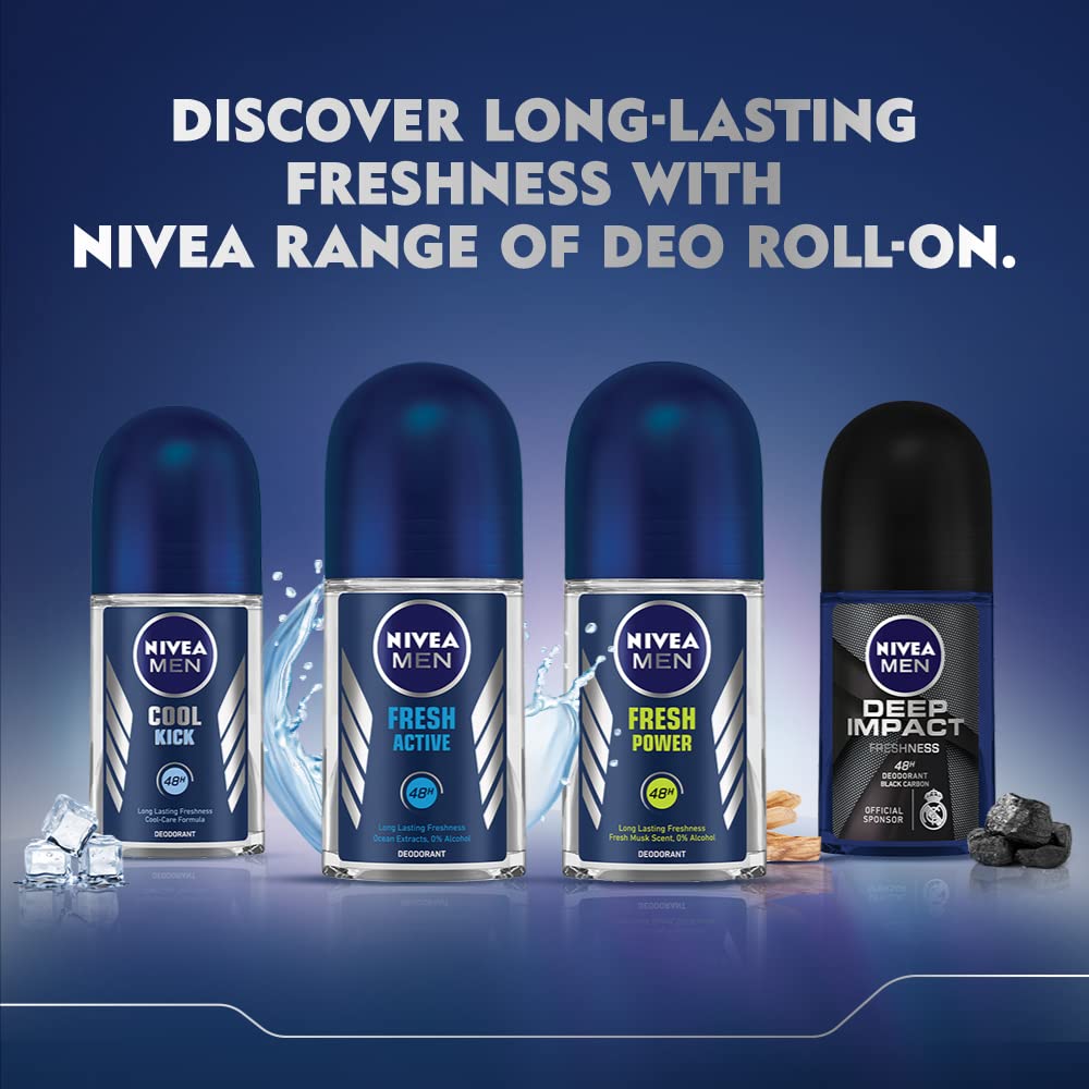 Nivea Deodorant Roll On, Silver Protect for Men, 50ml (Pack of 2)