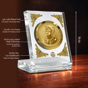 DIVINITI 24K Gold Plated Guru Gobind Singh Ji Acrylic Frame for Car Dashboard, Home Temple & Office Table | Premium Spiritual Gift, Blessings for Protection & Positivity, 8x7 cm Decorative Showpiece