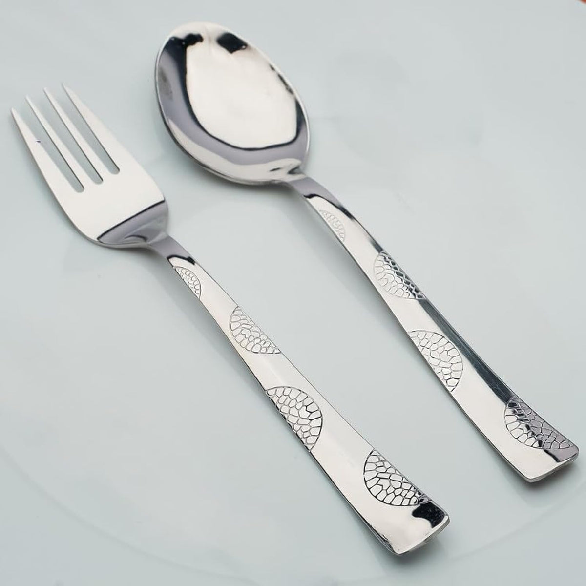 Parage 12 Pieces Stainless Steel Cutlery Set, 16 cm, Premium Cutlery for Home & Kitchen, Luxury Dining Tableware Gift for House Warming, Silver Imperial Design (6 Dinner Spoons & 6 Dinner Forks)