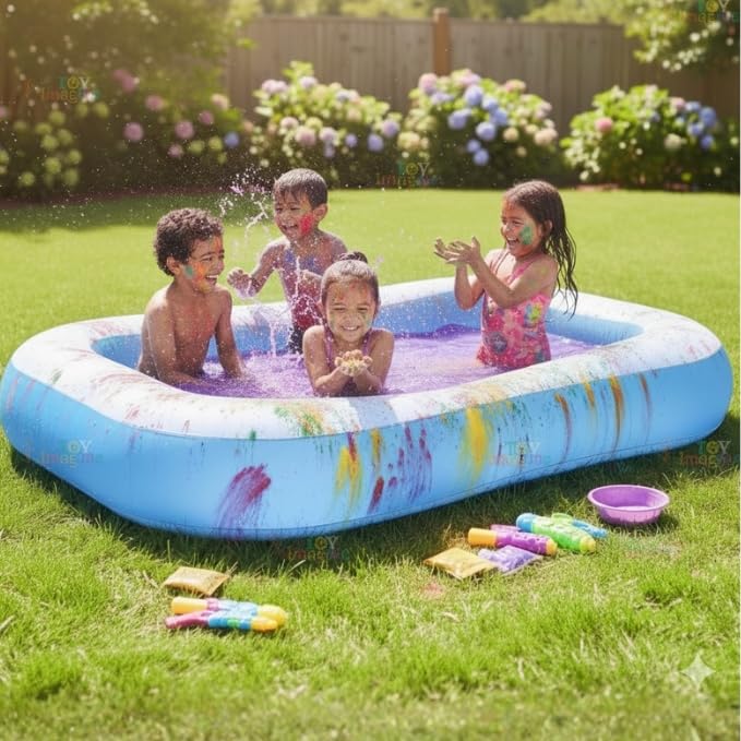 Toy Imagine 5.5 Feet Rectangular Inflatable Pool for Kids Full-Sized Bathing Tub for Boys & Girls 1–7 Years Indoor Outdoor Use Garden, Summer Party Pools (Blue, Pump Not Included) Limited