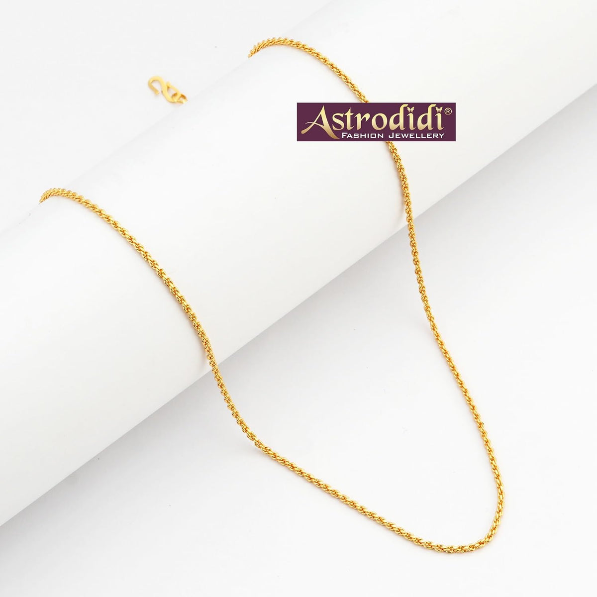 ASTRODIDI Gold Plated Chain | 24 Inch Stylish Light Weighted Golden Brass Neck Chain For Girls Women Men Boys (CHAIN-BALA-24)