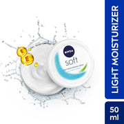 NIVEA Soft Light Moisturizer For Face, Hand & Body, Instant Hydration, Non-Greasy Cream With Vitamin E & Jojoba Oil, 50ml (Pack of 2)