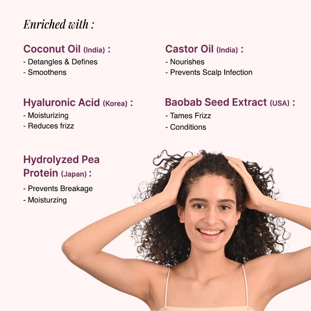 Bare Anatomy Curl Defining Shampoo & Gel Combo | Curl Retention & 2X Frizz Protection For 48 Hours | Coconut Oil, Hyaluronic Acid & Castor Oil | 250ml + 140ml