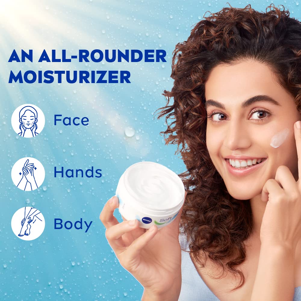 NIVEA Complete Regime Kit - Soft 300ml Moisturizing Cream, Body Milk 400ml Nourishing Lotion & Water-Lily Flower 250ml Refreshing Shower Gel