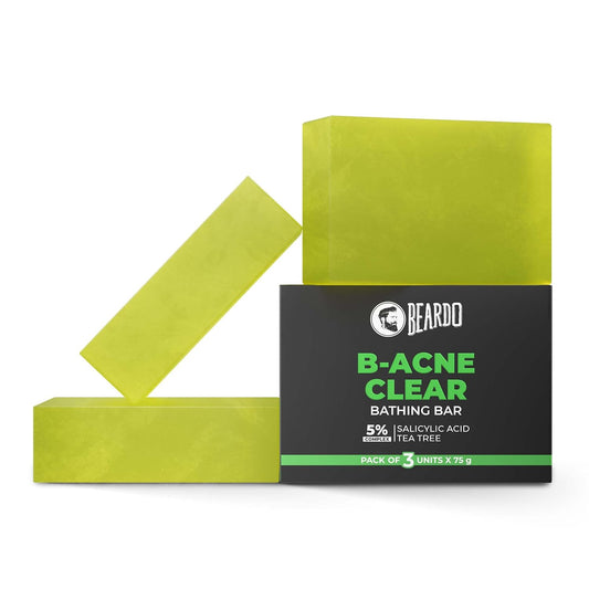 Beardo B- Acne Clear Soap for Men, 75g X 3 | With Tea Tree and Salicylic Acid | Clean Clear Skin | For Body Acne and Skin Purification | B-acne | For All Skin Types