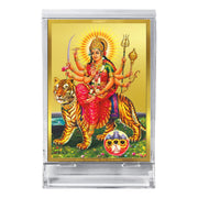 DIVINITI 24K Gold Plated Religious Car Dashboard Frame | Premium God Idol Frame for Car, Home Mandir & Office Table | Spiritual Gift, Decorative Showpiece | Maa Durga