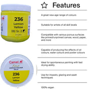 Camel Camlin Kokuyo Artist Acrylic Colour 500 ml Series 2 Lemon Yellow