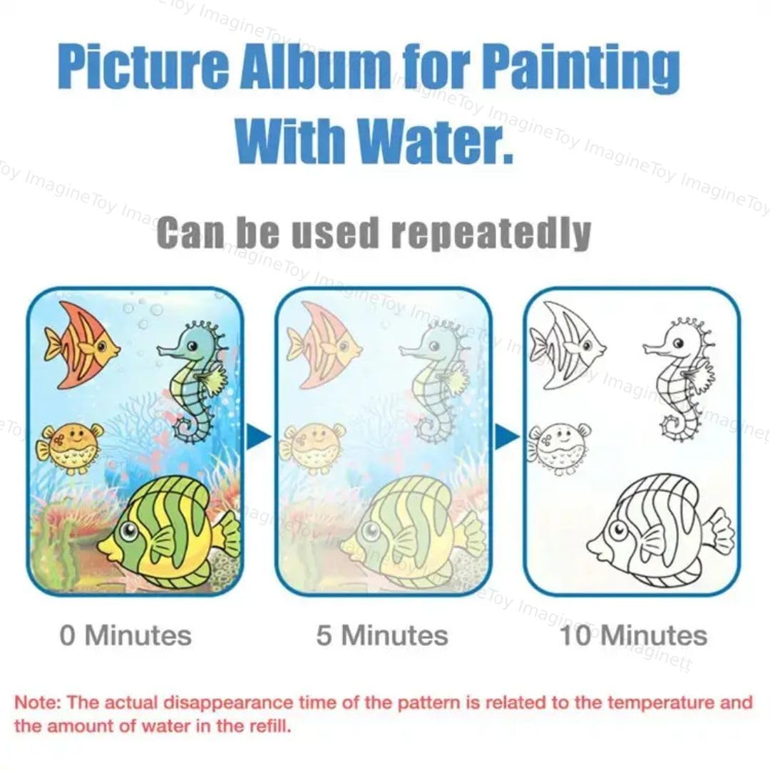 Toy Imagine Magic Water Drawing Book for Kids, Pack of 12