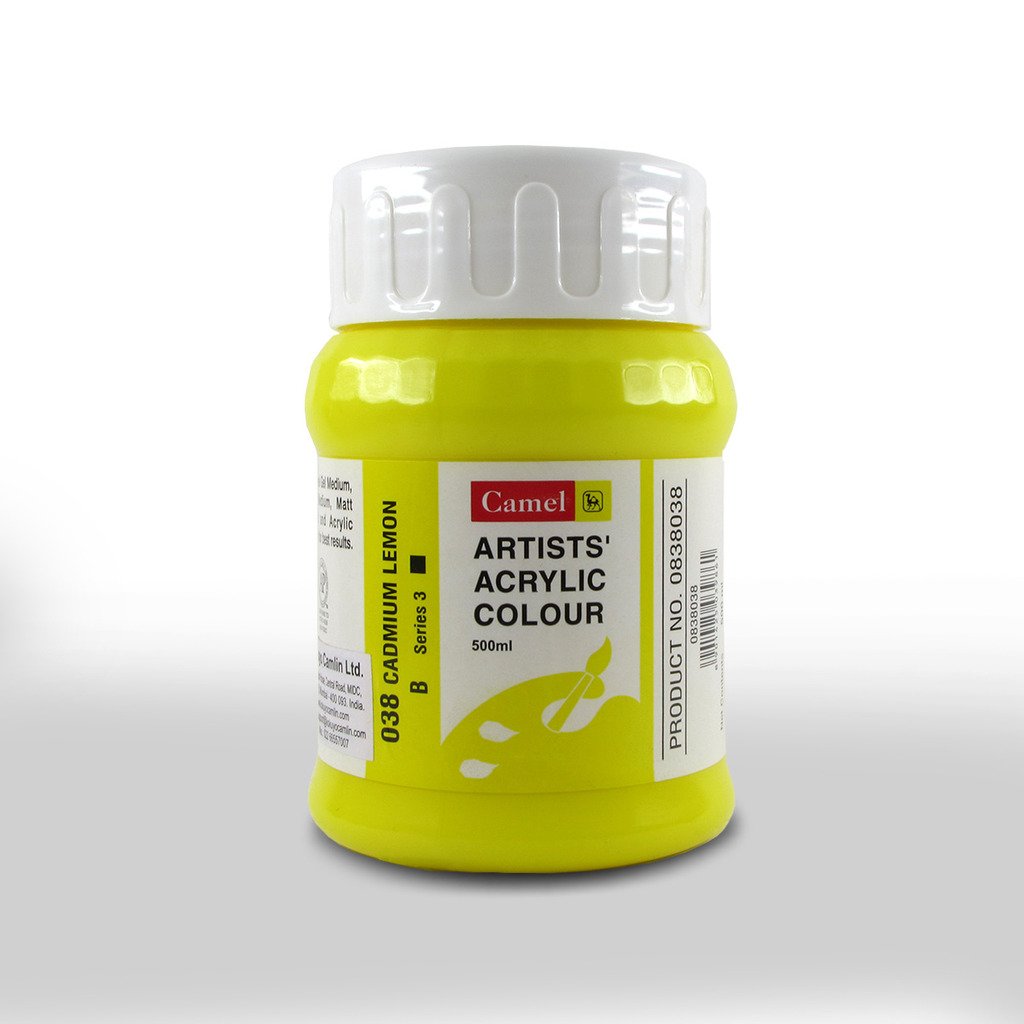 Camel Camlin Kokuyo Artist Acrylic Colour 500 ml Series 3 Cadmium Lemon