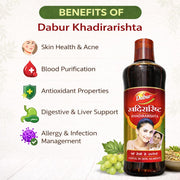 Dabur Khadirarishta and N.R. Gandhi Rakt Sodhak Tablet | Ayurvedic Syrup For Skin Disorders | Blood Purifier, 450 Ml