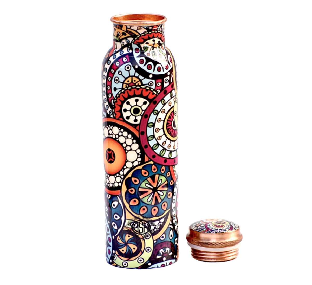 DSH Copper Bottles for 1 Litre Printed with Art Work, Travelling Purpose Bottles, Ayurveda Healing, 1000 ML (Design SM)