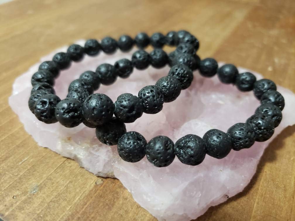ASTRODIDI Lava Stone & Lava Stone Bracelet for Unisex Adult (Black_49.9gm)