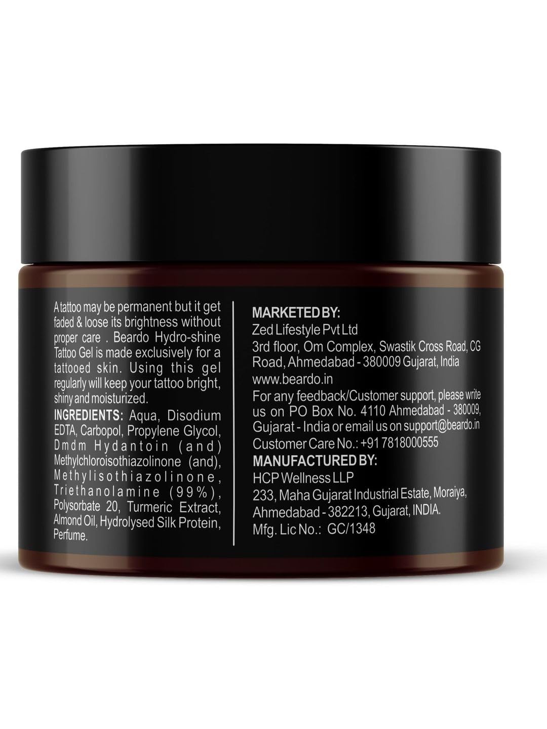 Beardo Tattoo Shiner Gel, 50g | Hydro Gel Heals & Maintains Tattoo Ink | Tattoo Gel for Men with Almond Oil & Turmeric Extract | Brightens & Shines Tatoo for Men