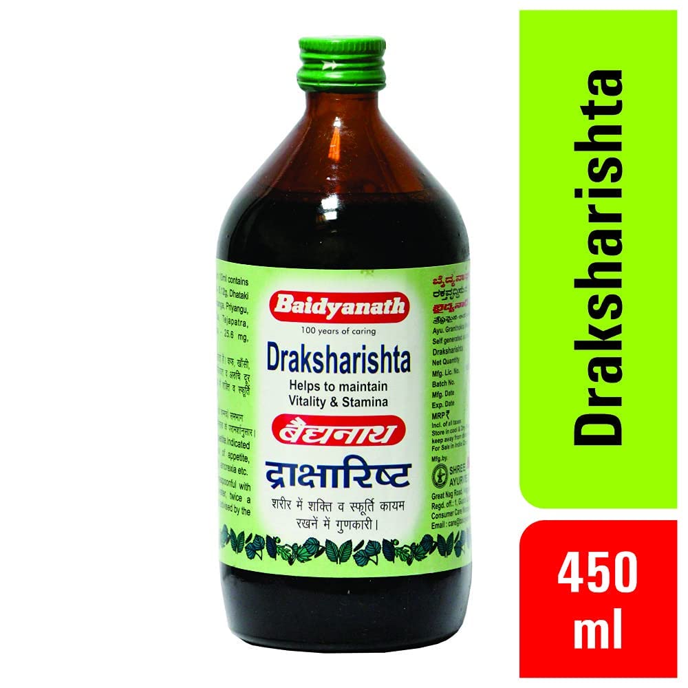 Baidyanath Asli Ayurved Draksharishta 450 Ml. syrup, Pack of 1, Multicolour