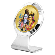 DIVINITI 24K Gold Plated Religious Car Dashboard Frame | Premium God Idol Frame for Car, Home Mandir & Office Table | Spiritual Gift, Decorative Showpiece | Shiva Parvati